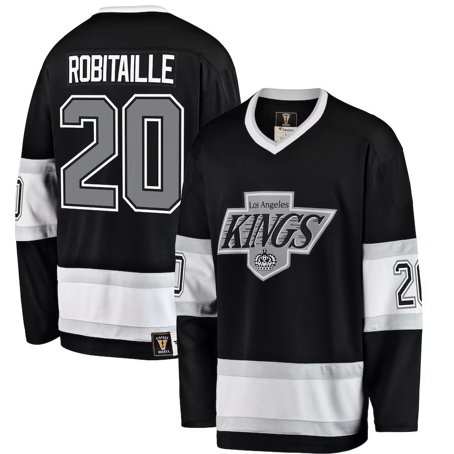 Men Los Angeles Kings #20 Luc Robitaille Fanatics Branded Black Premier Breakaway Retired Player NHL Jersey->los angeles kings->NHL Jersey